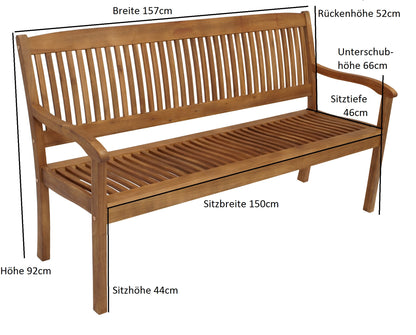 Banc de jardin 3 places MARACANA, acacia huilé