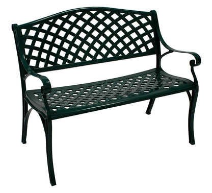 Banc de jardin OXFORD 2 places, fonte d'aluminium vert foncé