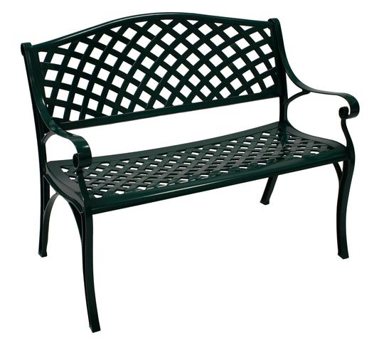 Banc de jardin OXFORD 2 places, fonte d'aluminium vert foncé