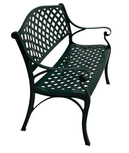 Banc de jardin OXFORD 2 places, fonte d'aluminium vert foncé