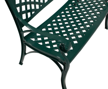 Banc de jardin OXFORD 2 places, fonte d'aluminium vert foncé