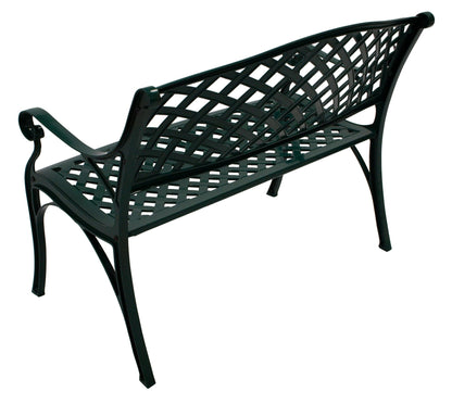 Banc de jardin OXFORD 2 places, fonte d'aluminium vert foncé