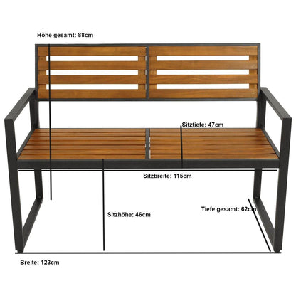 Gartenbank RAGUSA 2-sitzer, Stahl anthrazit + Akazie geölt, FSC®-zertifiziert - Palo24