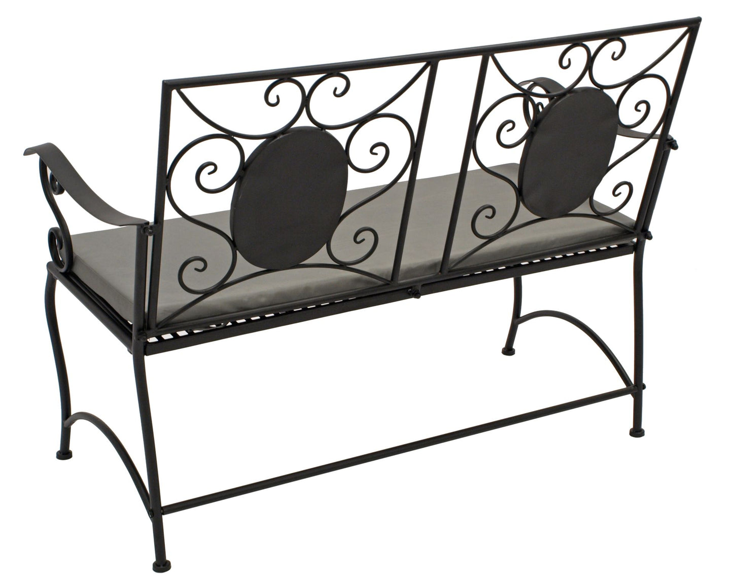 Banquette SIENA 2 places, fer noir avec incrustations et revêtement en mosaïque grise