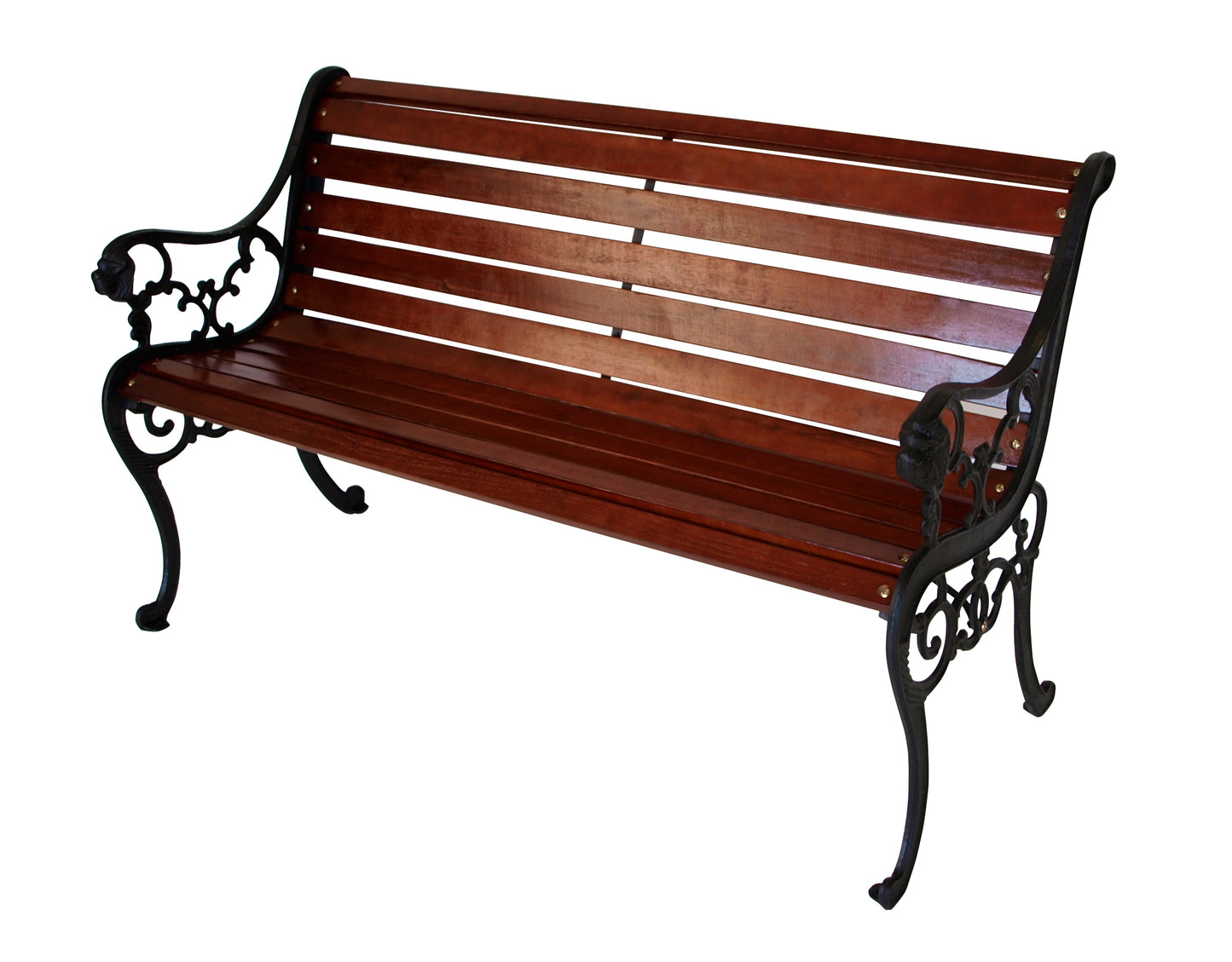 Bank STRASSBURG 2-sitzer, Gusseisen schwarz, Hartholz mahagonifarben