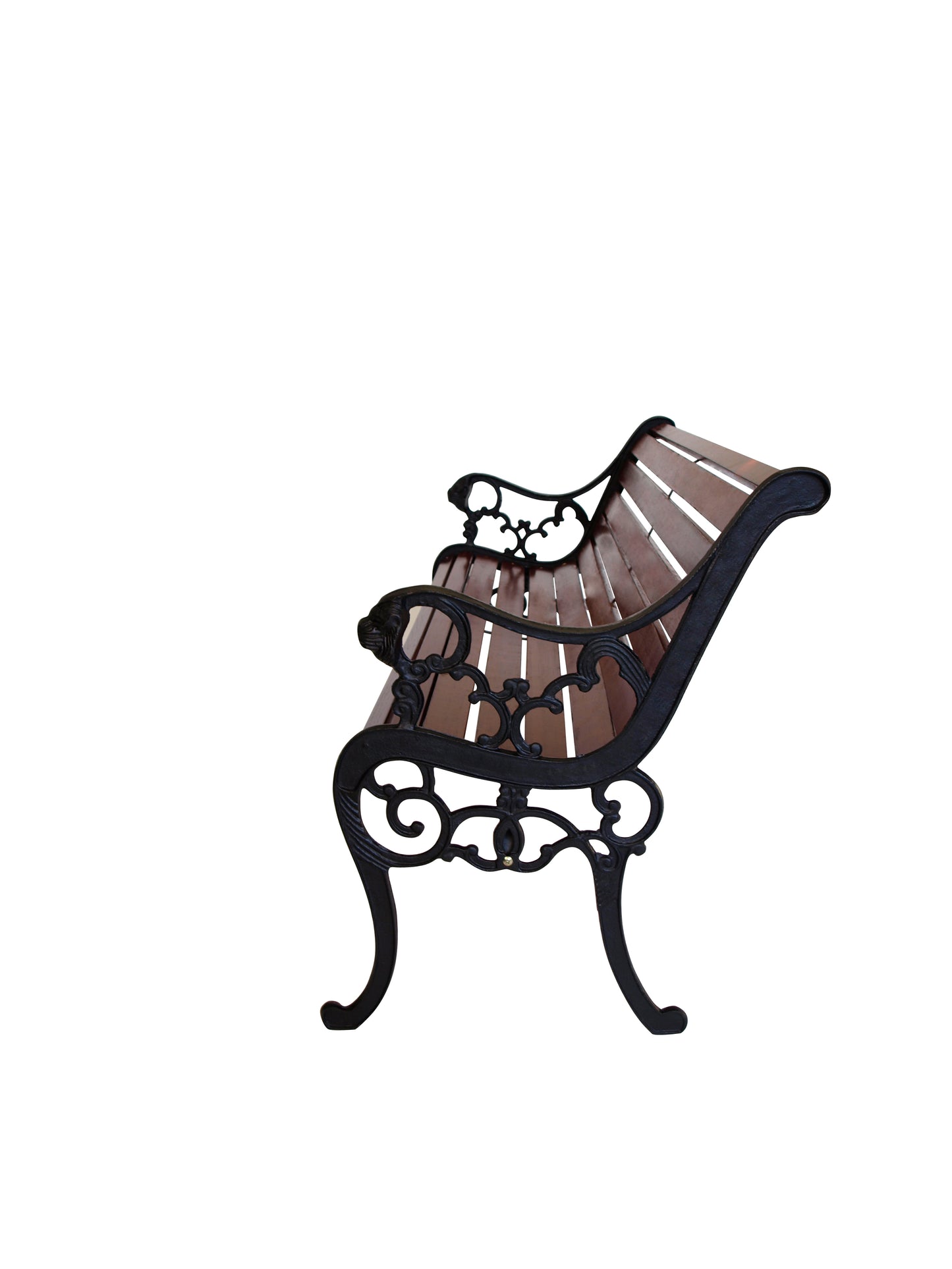 Bank STRASSBURG 2-sitzer, Gusseisen schwarz, Hartholz mahagonifarben