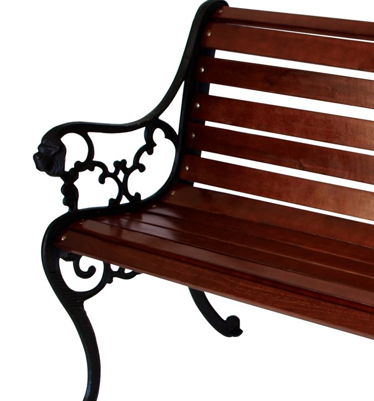 Bank STRASSBURG 2-sitzer, Gusseisen schwarz, Hartholz mahagonifarben