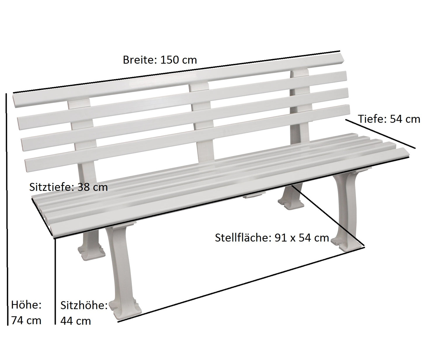 Banc de jardin SYLT 3 places de BLOME, plastique blanc