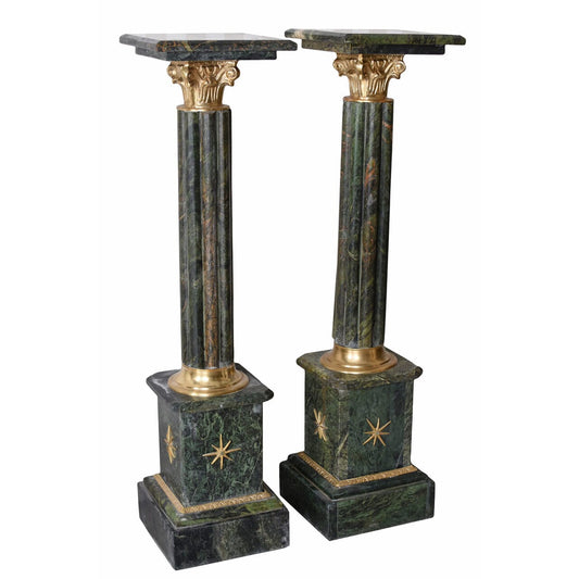 2X MARMORSÄULE BAROCK GRÜN PILASTER ANTIK ECKPFEILER PILASTER