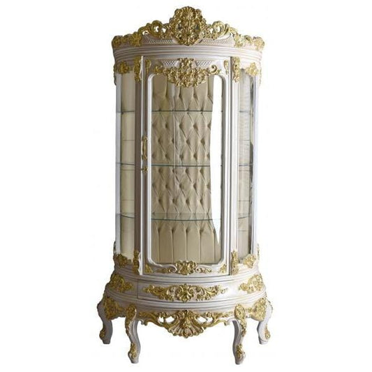 VITRINE BAROQUE VITRINE DEMI-RONDE VITRINE ANTIQUE SUR PIED MEUBLE ROCOCO BOIS MASSIF