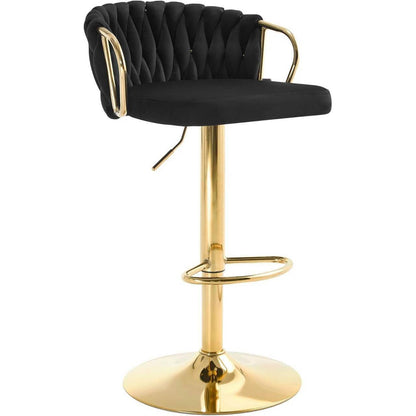 Barhocker Samtstuhl Fussstütze Gold Schwarz - Palo24