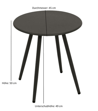 Beistelltisch Denver 45cm Rund Metall Anthrazit