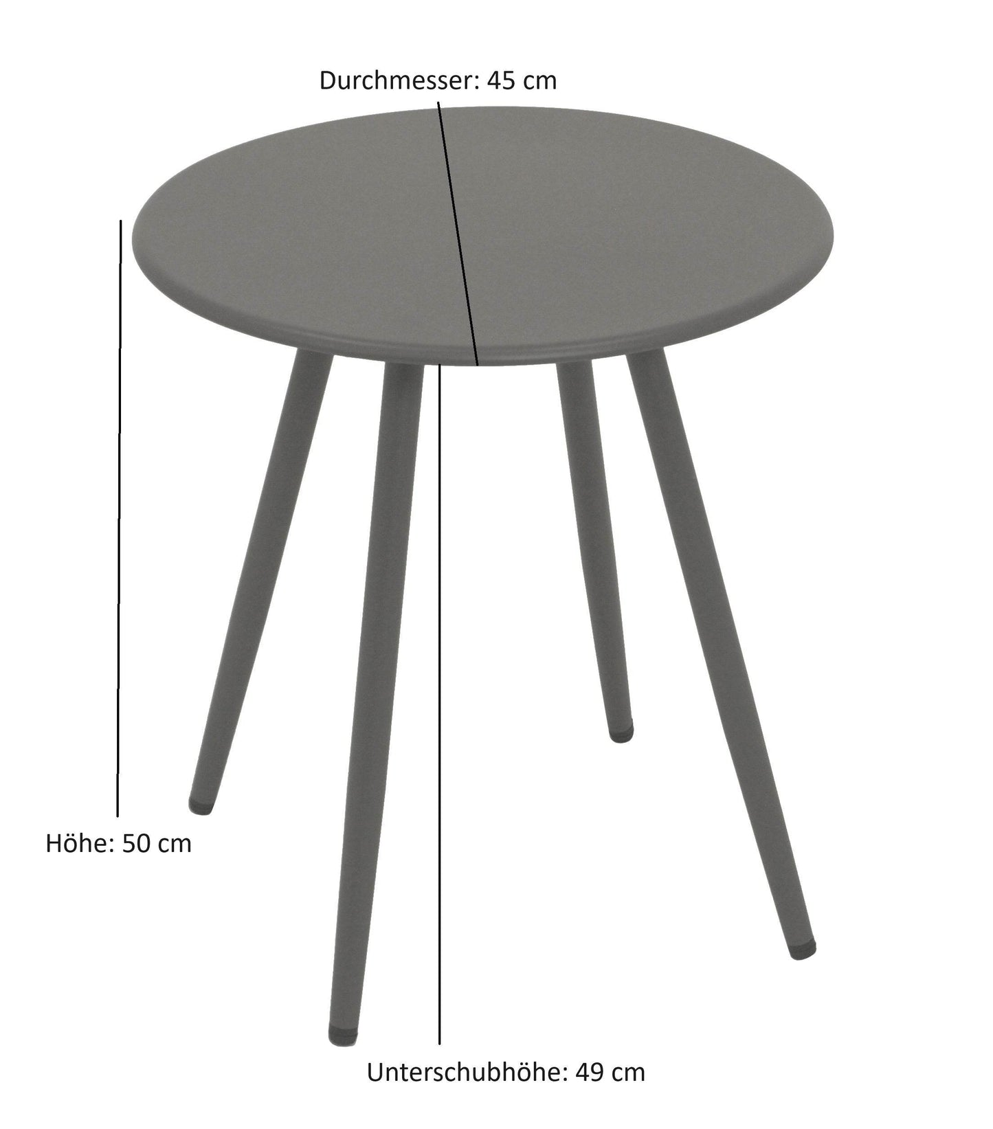 Beistelltisch Denver 45cm Rund Metall Grau