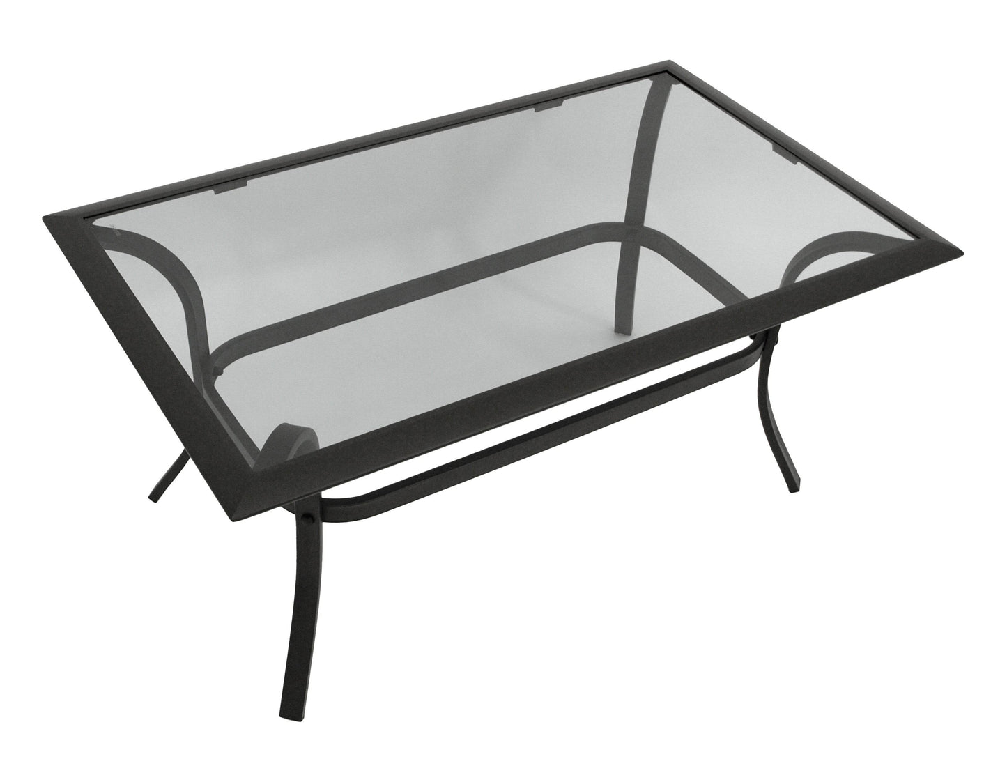 Beistelltisch ZAGREB 102x61cm, Stahl schwarz + Glas grau getönt - Palo24