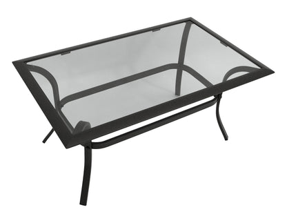 Beistelltisch ZAGREB 102x61cm, Stahl schwarz + Glas grau getönt - Palo24