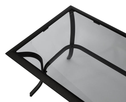 Beistelltisch ZAGREB 102x61cm, Stahl schwarz + Glas grau getönt - Palo24