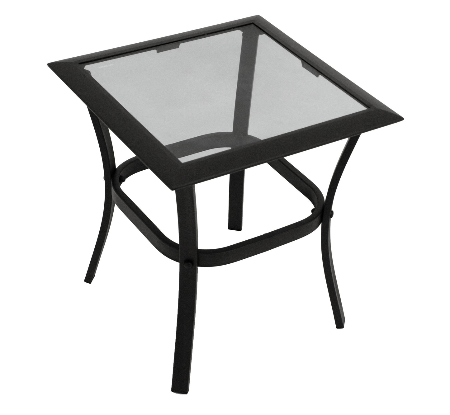 Beistelltisch Zagreb 46x46cm Stahl schwarz Glas grau getönt - Palo24