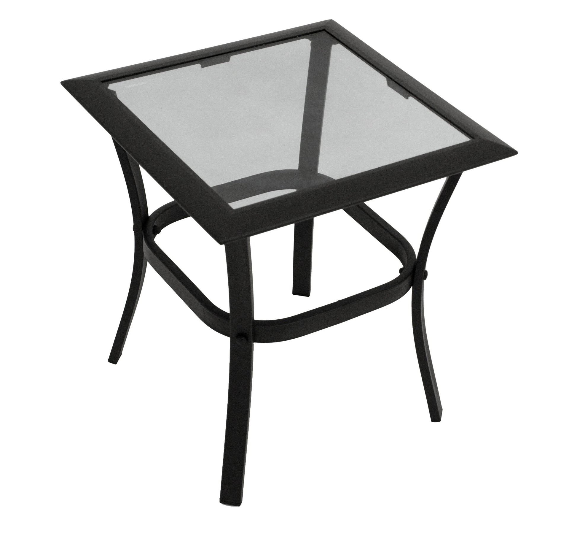 Beistelltisch Zagreb 46x46cm Stahl schwarz Glas grau getönt - Palo24