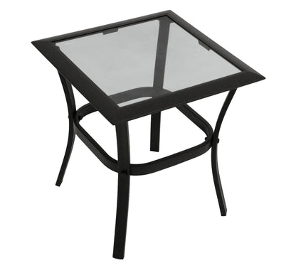 Beistelltisch Zagreb 46x46cm Stahl schwarz Glas grau getönt - Palo24