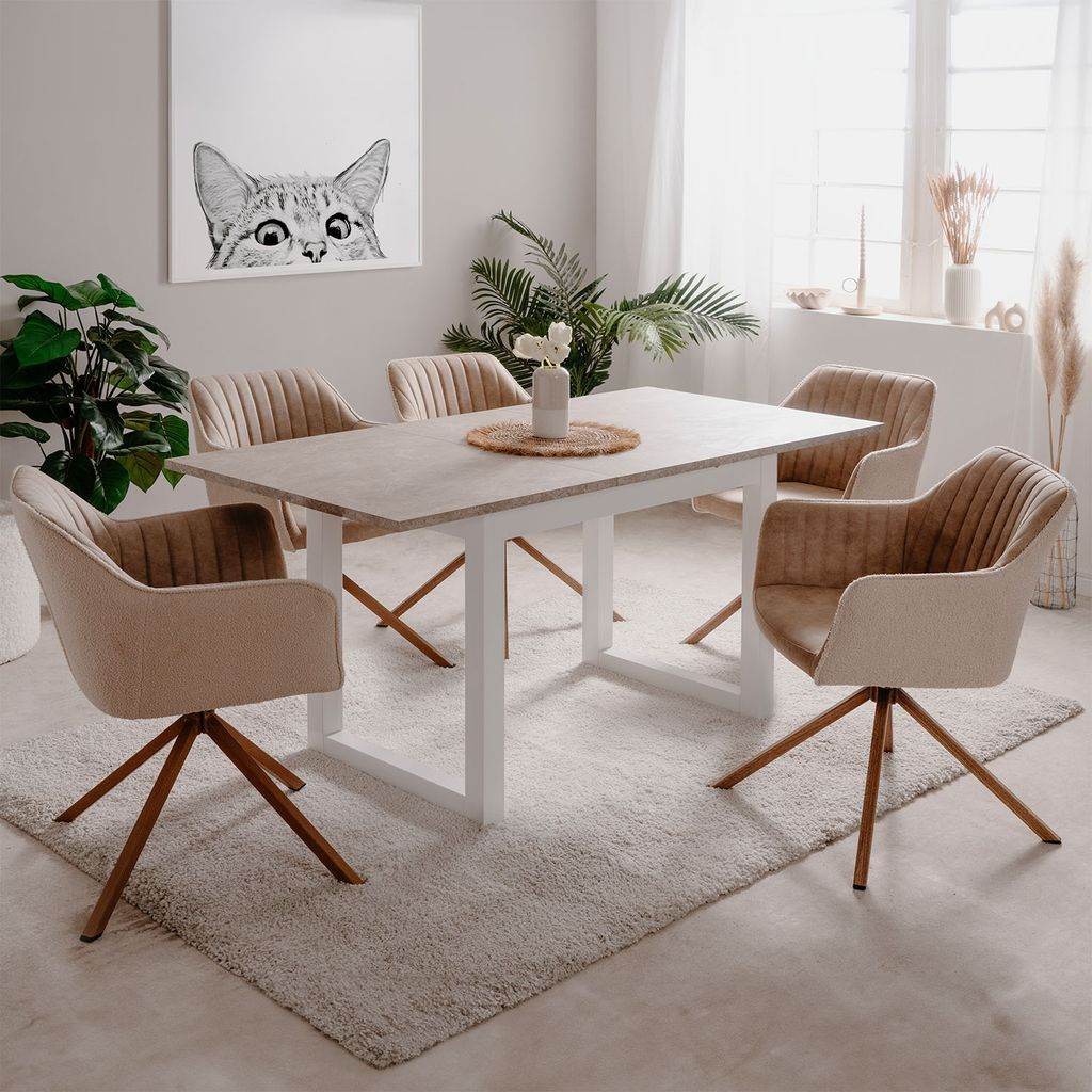 Esstisch ausziehbar 120x80 cm Sandstein Weiss - Palo24