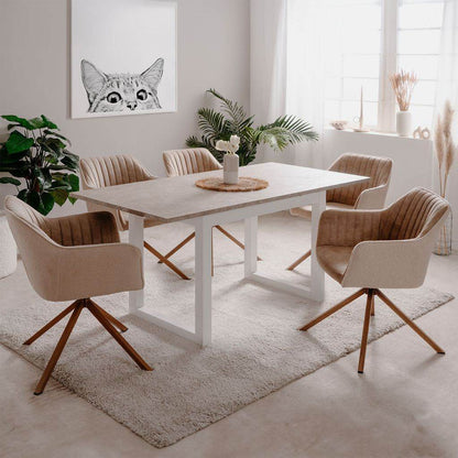 Esstisch ausziehbar 120x80 cm Sandstein Weiss - Palo24