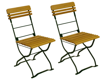 Biergarten Sitzgruppe - Garnitur MÜNCHEN 3-teilig, Flachstahl grün + Robinie