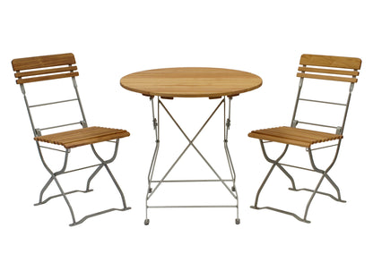 Salon de jardin en plein air MUNICH 3 parties, acier plat galvanisé + robinier