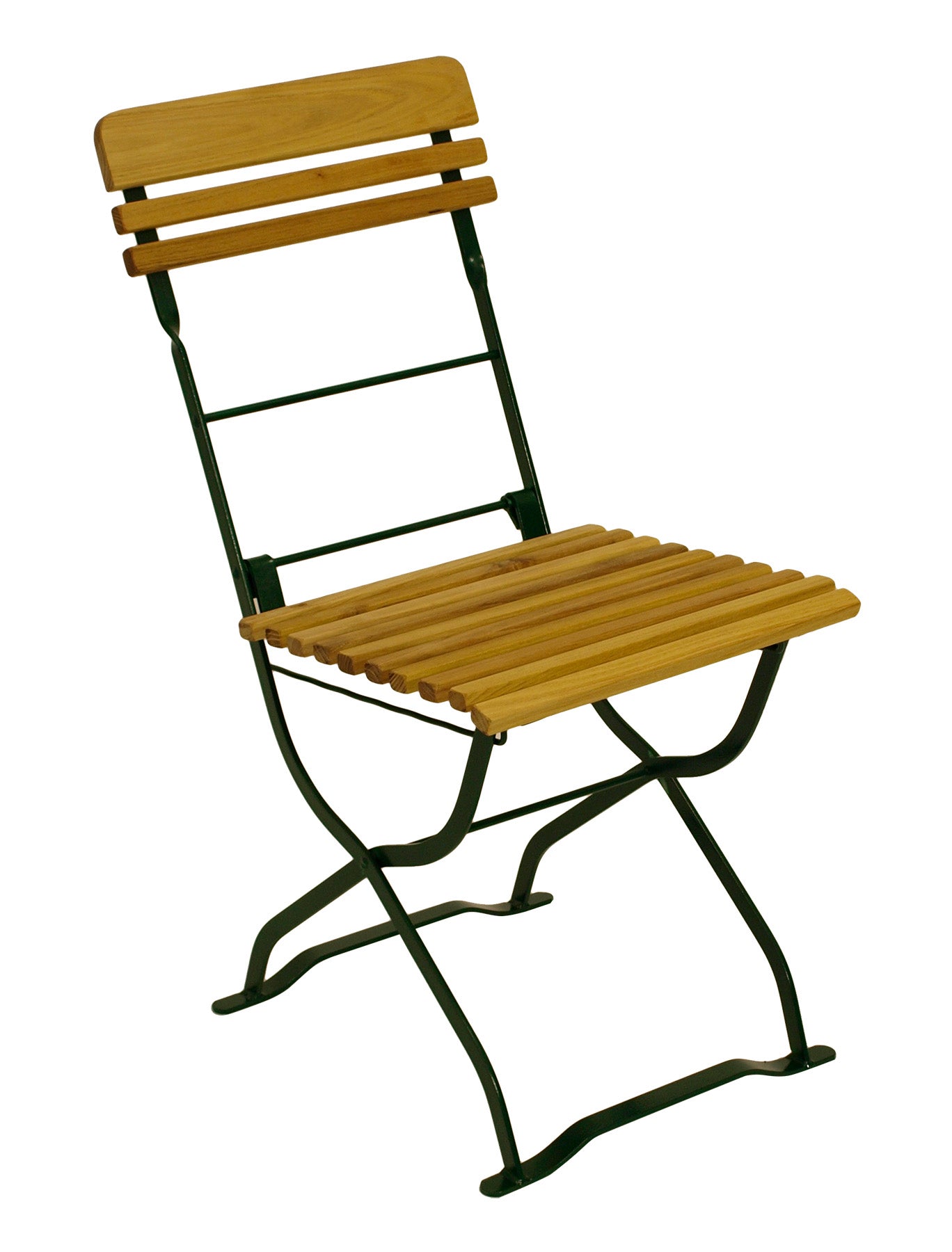 2x Biergartenstuhl MÜNCHEN, Flachstahl grün + Robinie, klappbar,