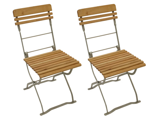 2 Stück Biergartenstuhl MÜNCHEN, Flachstahl verzinkt + Robinie, klappbar