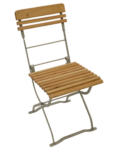2 Stück Biergartenstuhl MÜNCHEN, Flachstahl verzinkt + Robinie, klappbar
