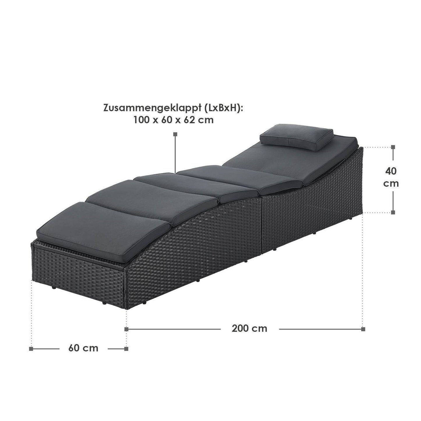 Faltbare Polyrattan Sonnenliege Lamia - Palo24