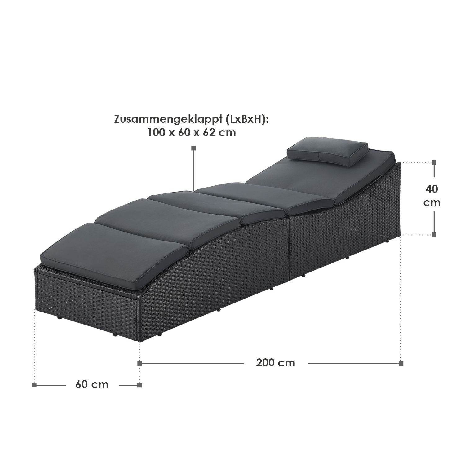 Faltbare Polyrattan Sonnenliege Lamia - Palo24