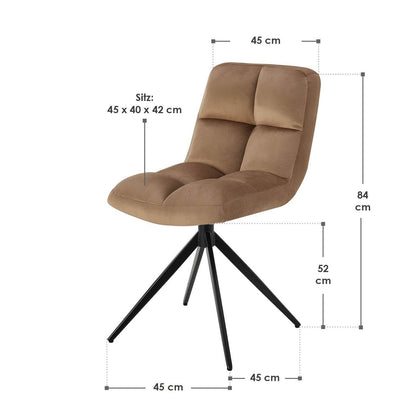 Drehstuhl Dallas 4er Set Samt Hellbraun - Palo24