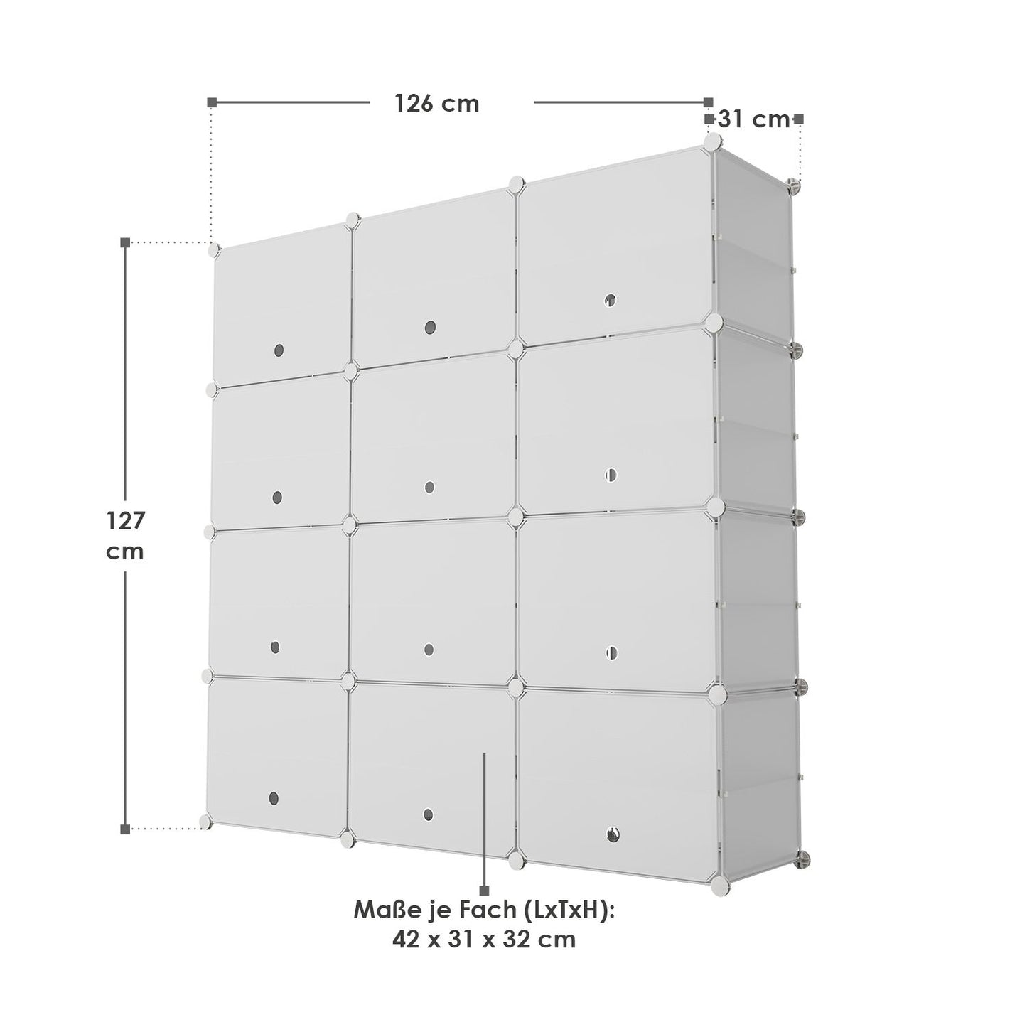 Würfel Schuhregal für 48 Paar Schuhe - Weiss