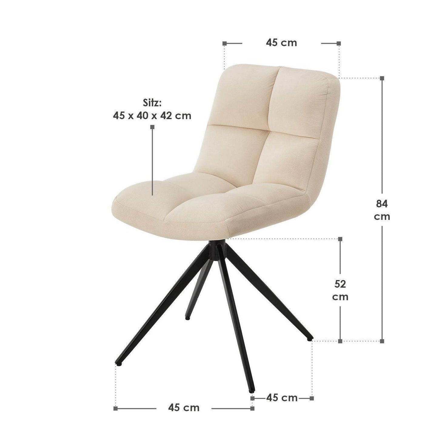 Drehstuhl Dallas 4er Set Samt Beige - Palo24