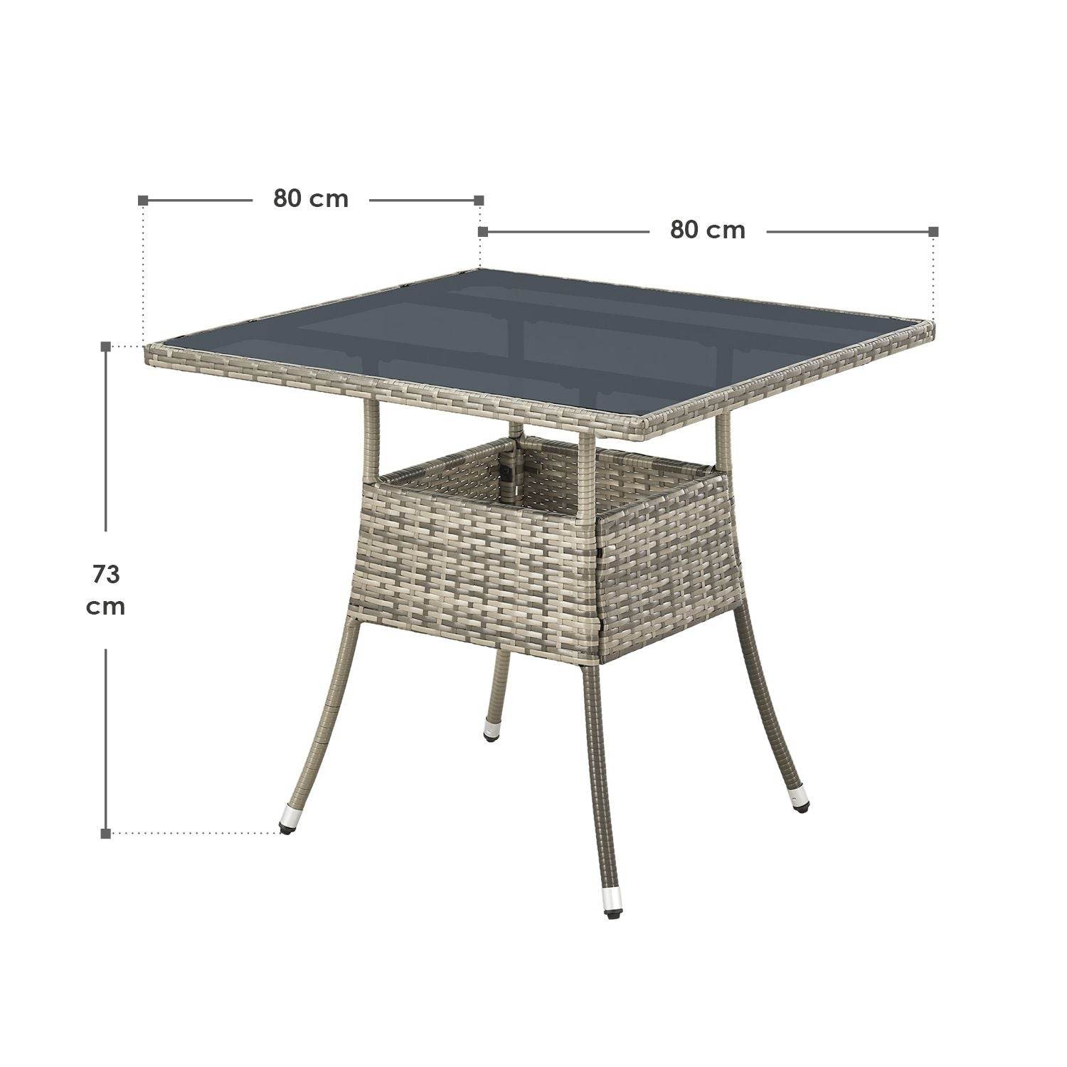 Eckiger Polyrattan Gartentisch Yoro 80x80 cm Grau - Palo24
