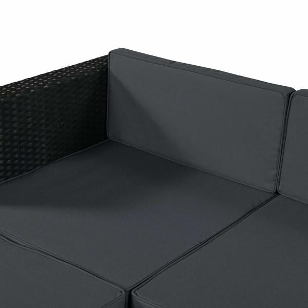 Polyrattan Lounge Punta Cana M schwarz Sitzgarnitur mit 1 Tisch, 1 Sofa und 1 Hocker