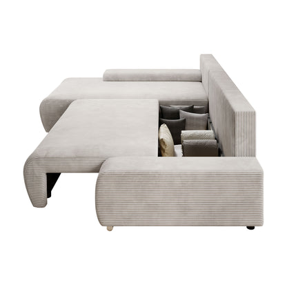 Sofa Iseo in L-Form mit Schlaffunktion Beige