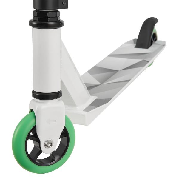 Monopattino Stunt Scooter Futuristico Bianco Verde Monopattino Stunt con Sterzo a 360°