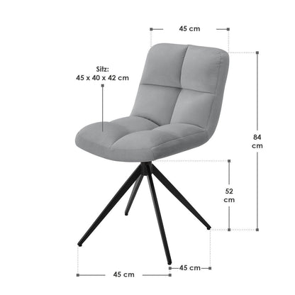Drehstuhl Dallas 6er Set Hellgrau - Palo24