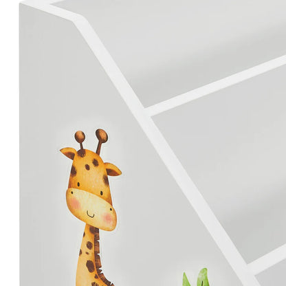 Kinder Bücherregal Weiss aus Holz 3 Fächer + 1 Kiste