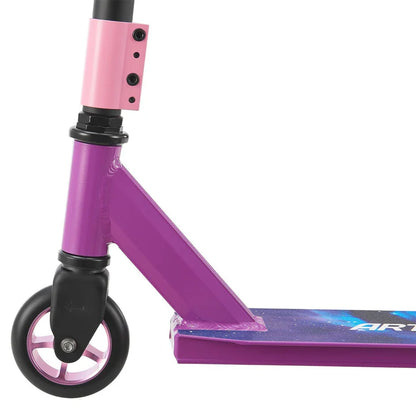 Stunt Scooter Galactic Cruiser in Lila Schwarz Trick Roller mit 360° Lenkung
