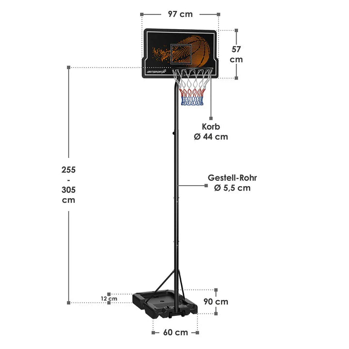 canestro da basket mobile e regolabile in altezza