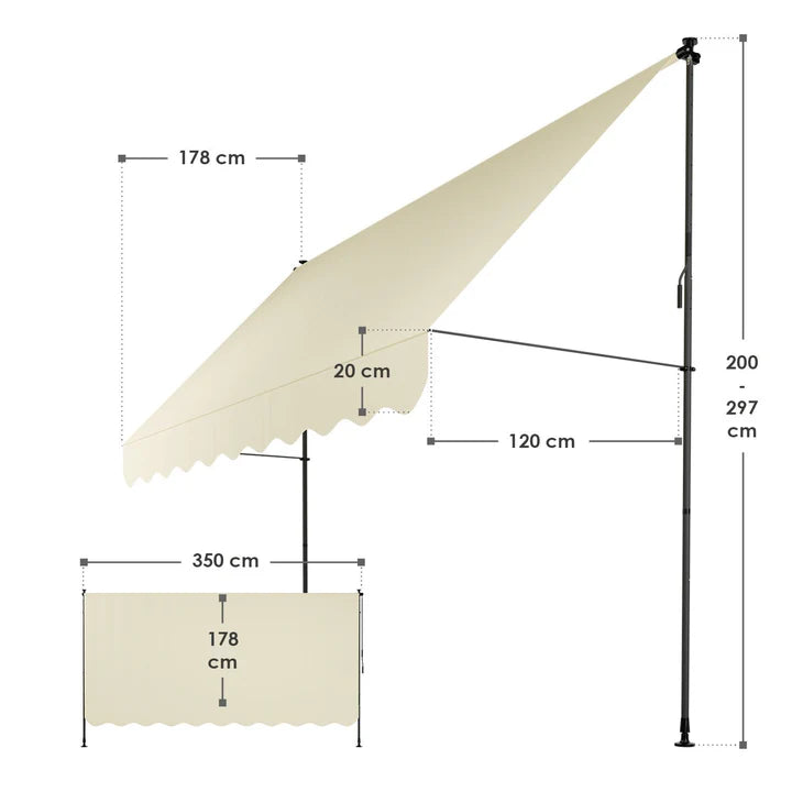 Klemmmarkise Kapstadt 350x120 cm Beige - Palo24