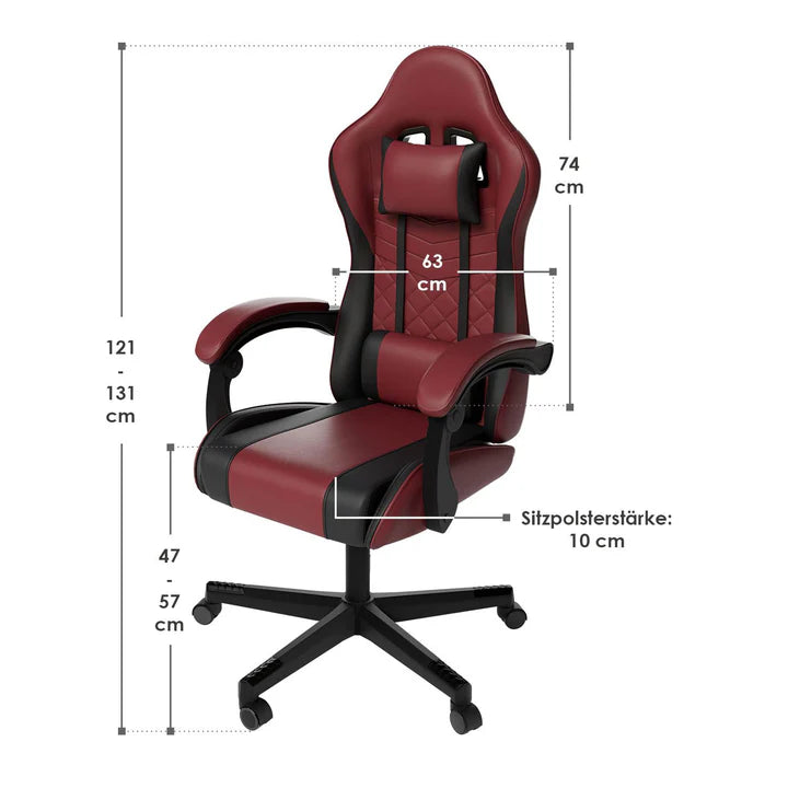 Bürostuhl Gamingstuhl HyperSeat bordeaux/schwarz