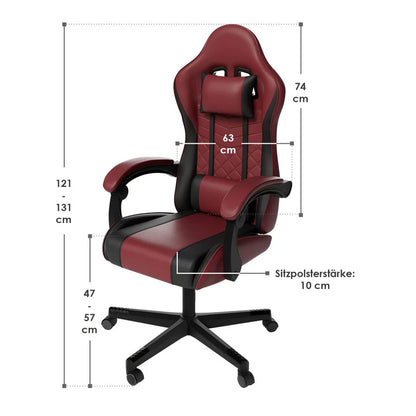 Bürostuhl Gamingstuhl HyperSeat bordeaux/schwarz