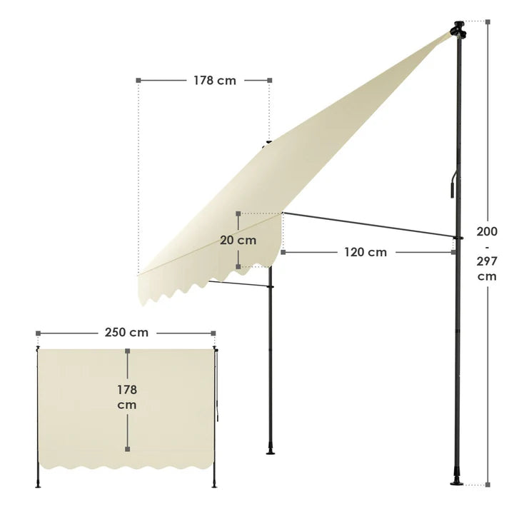 Klemmmarkise Kapstadt 250x120 cm Beige - Palo24