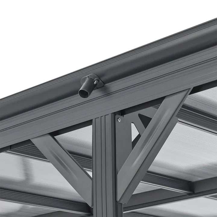 Abri de voiture à toit plat 5 x 3 m en gris foncé