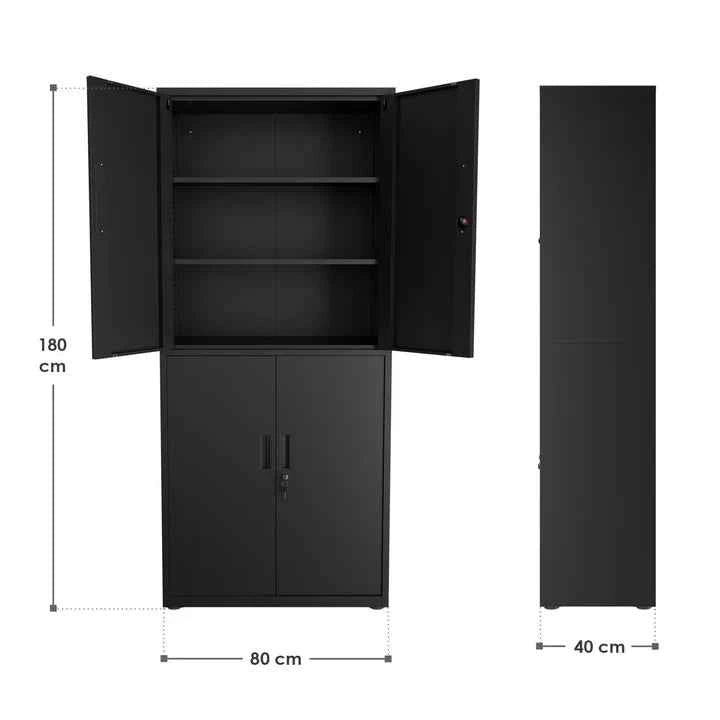 Aktenschrank Büroschrank aus Metall Schwarz