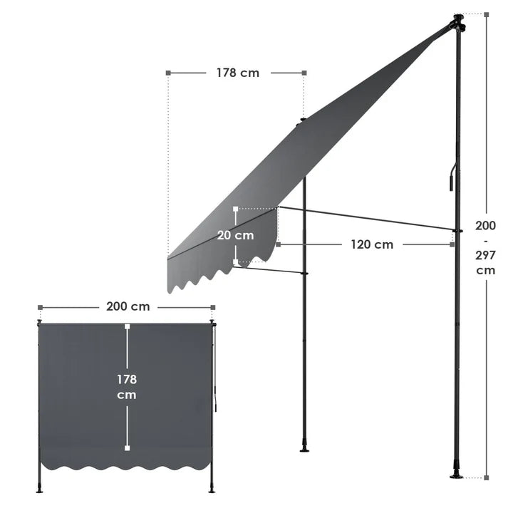 Klemmmarkise Kapstadt 150x120 cm Grau - Palo24